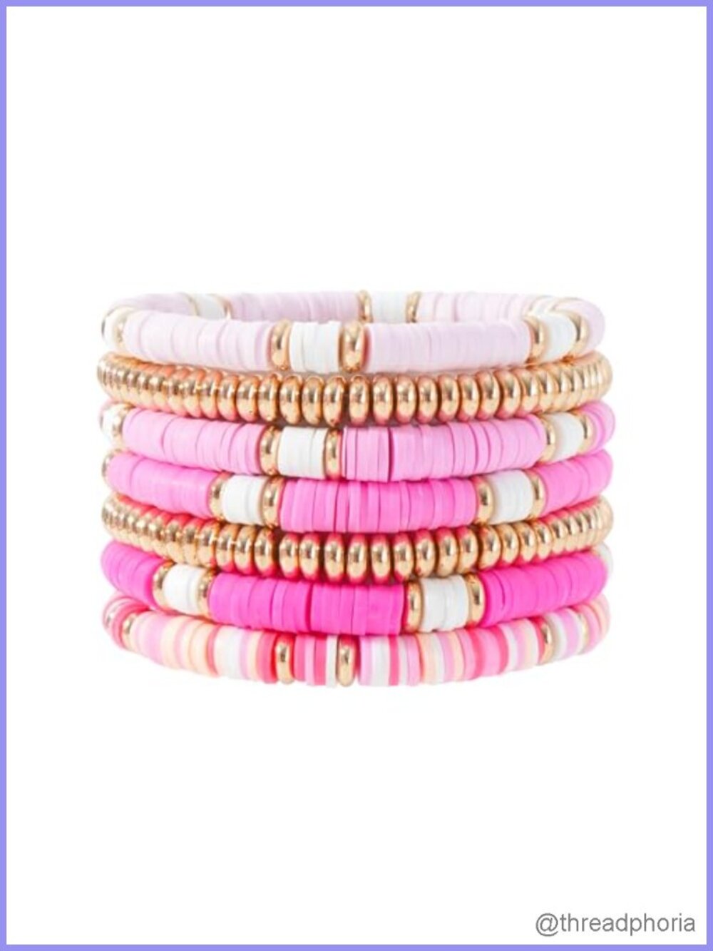 7-Piece Heishi Surfer Bracelet Set Women Stackable Gold Plated Clay Bead